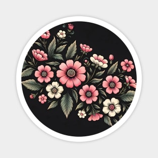 Pink Floral Illustration Magnet